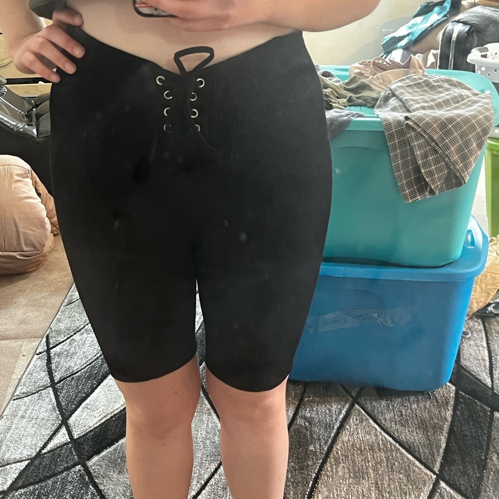 forever 21 lace up biker shorts
